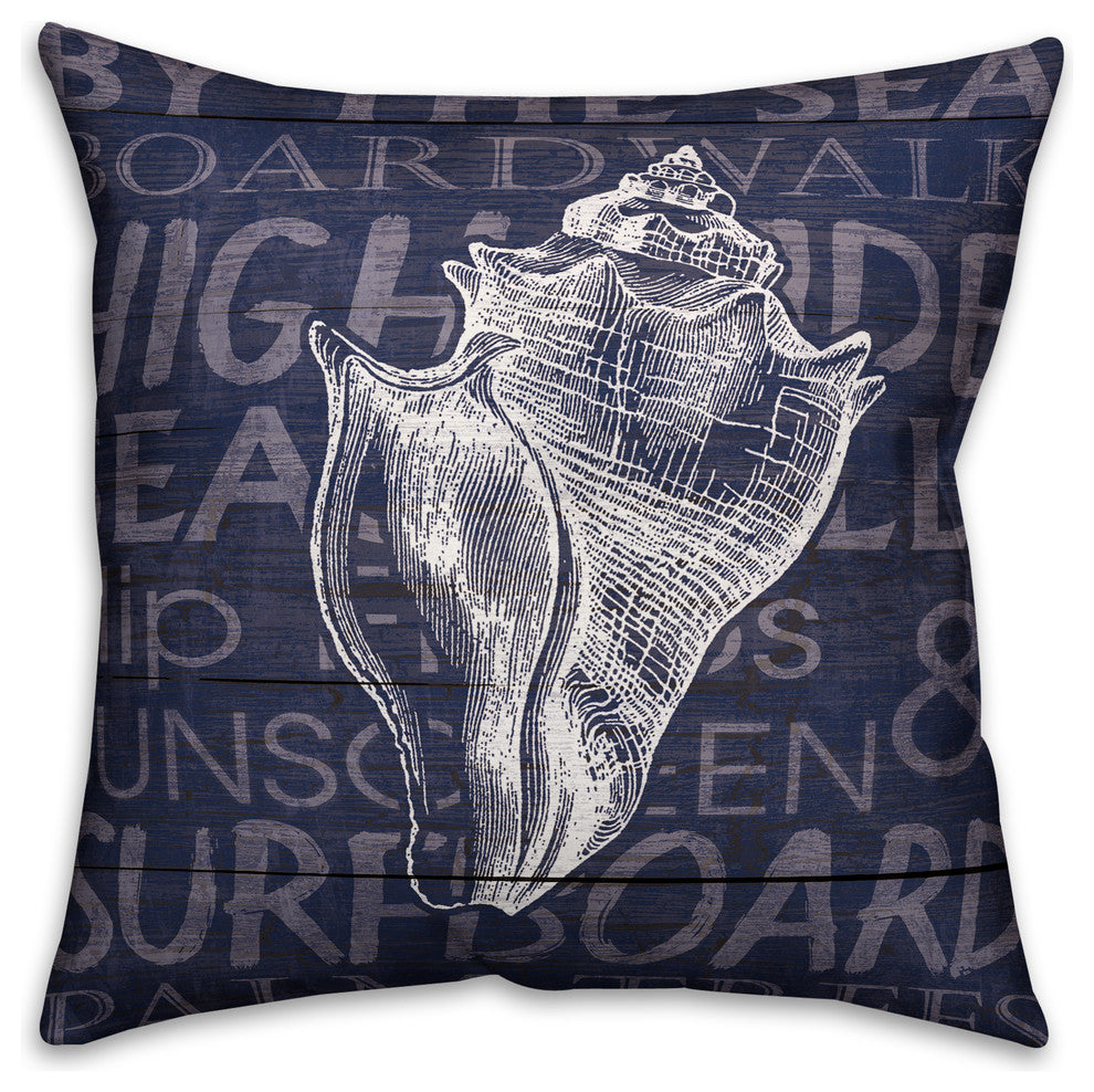 Coastal Beach Words Spun Poly Pillow, 18x18