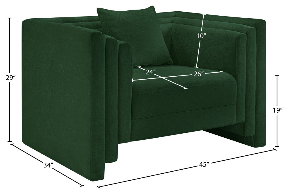 Everett Upholstered Chair, Green, Chenille Fabric