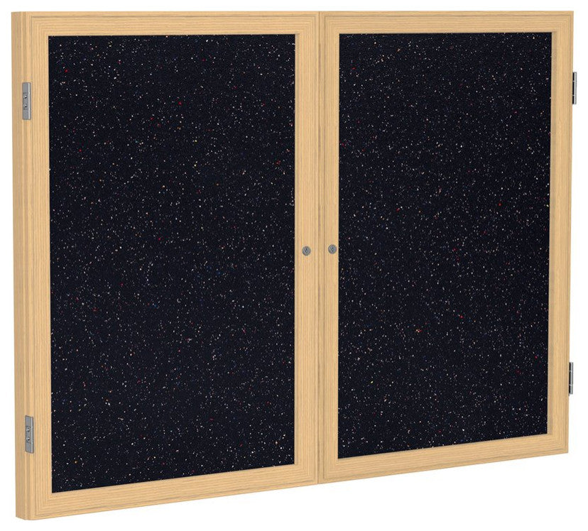 Ghent's Wood 36" x 60" 2 Door Enclosed Rubber Bulletin Board in Multi-Color