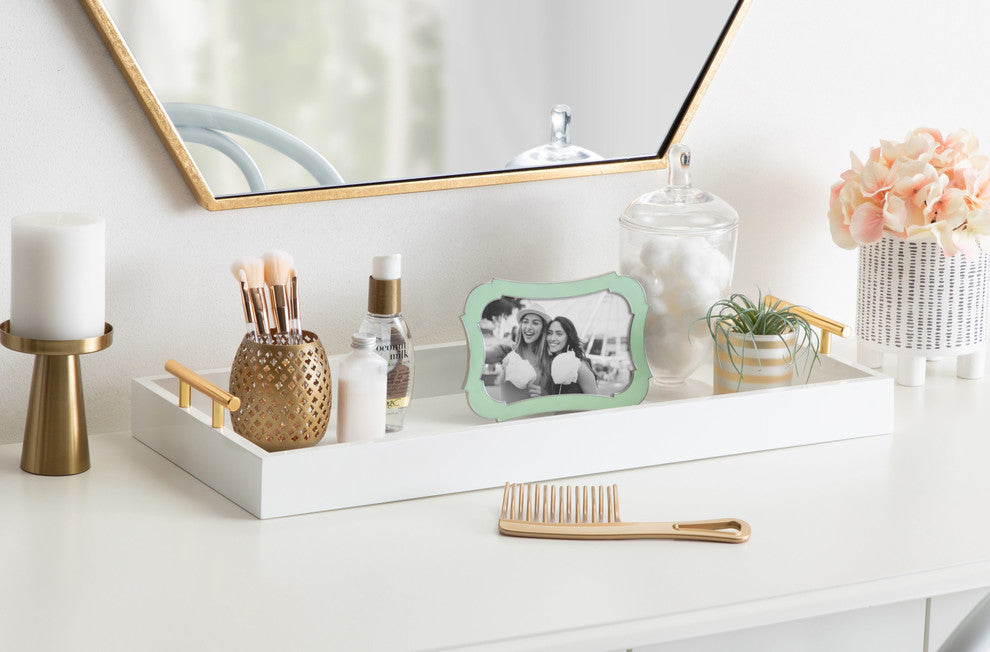 Lipton Narrow Rectangle Wood Accent Tray, White