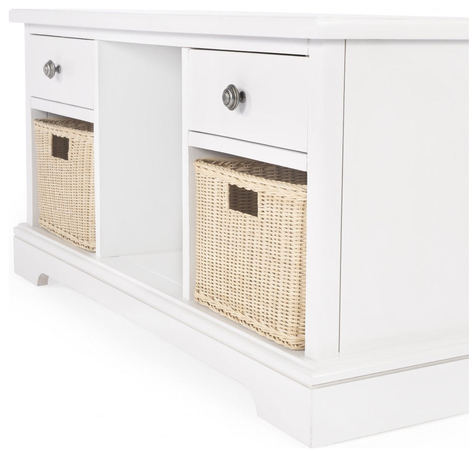 Modern Farm White Bench With Storage