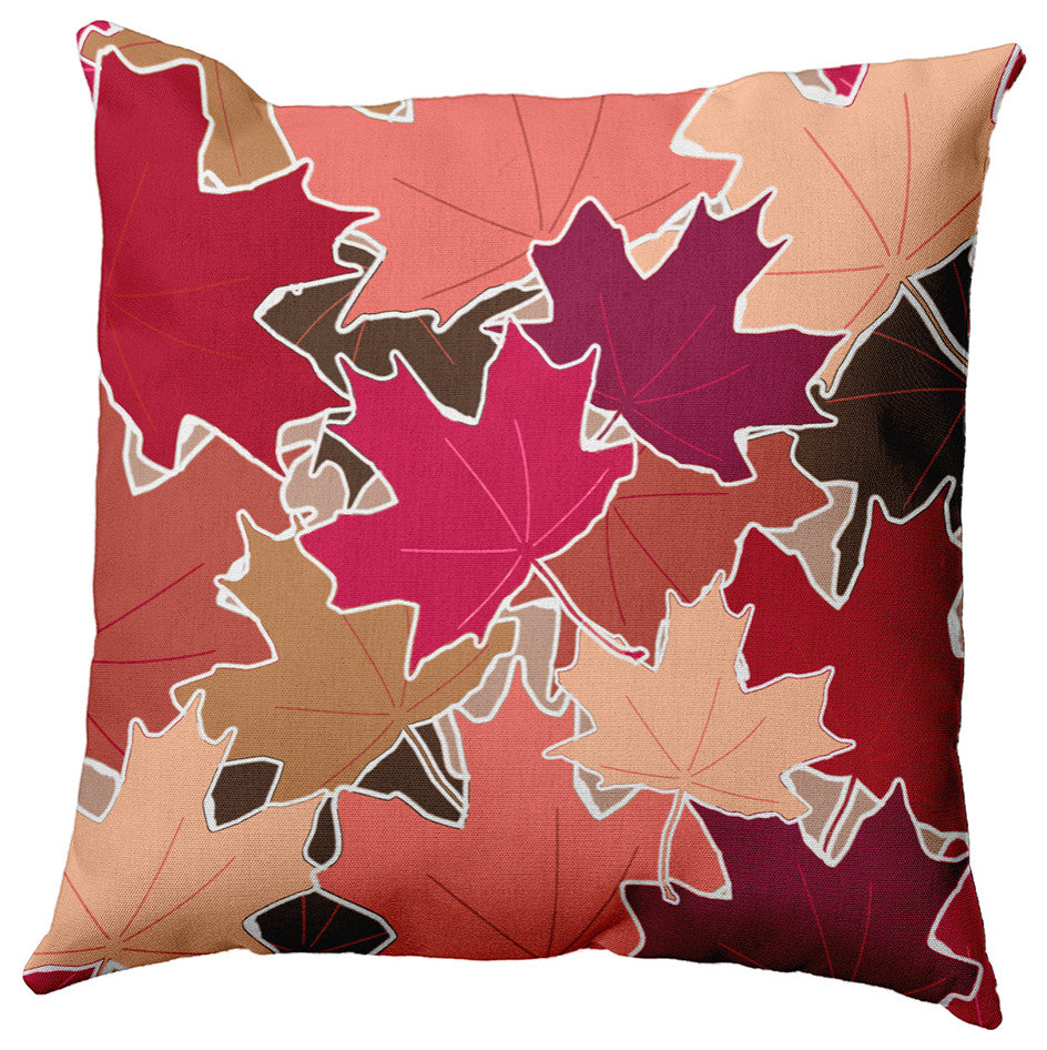 Leaf Pile Accent Pillow, Fuschia, 20"x20"