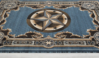 Allstar Western Area Rug Texas Star design, Blue, 5x7