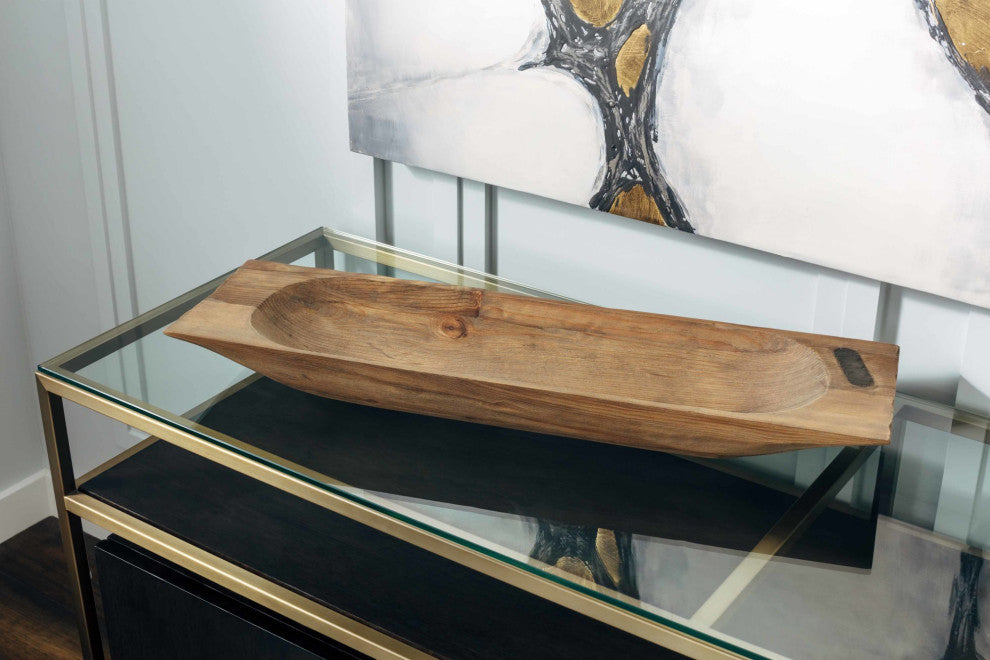 Uttermost 18950 Dough Tray 30"W Iron and Wood Decorative Tray - Driftwood