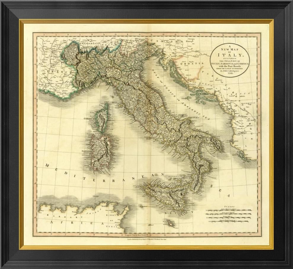 "Italy, 1799" Framed Canvas Giclee by John Cary, 26x24"