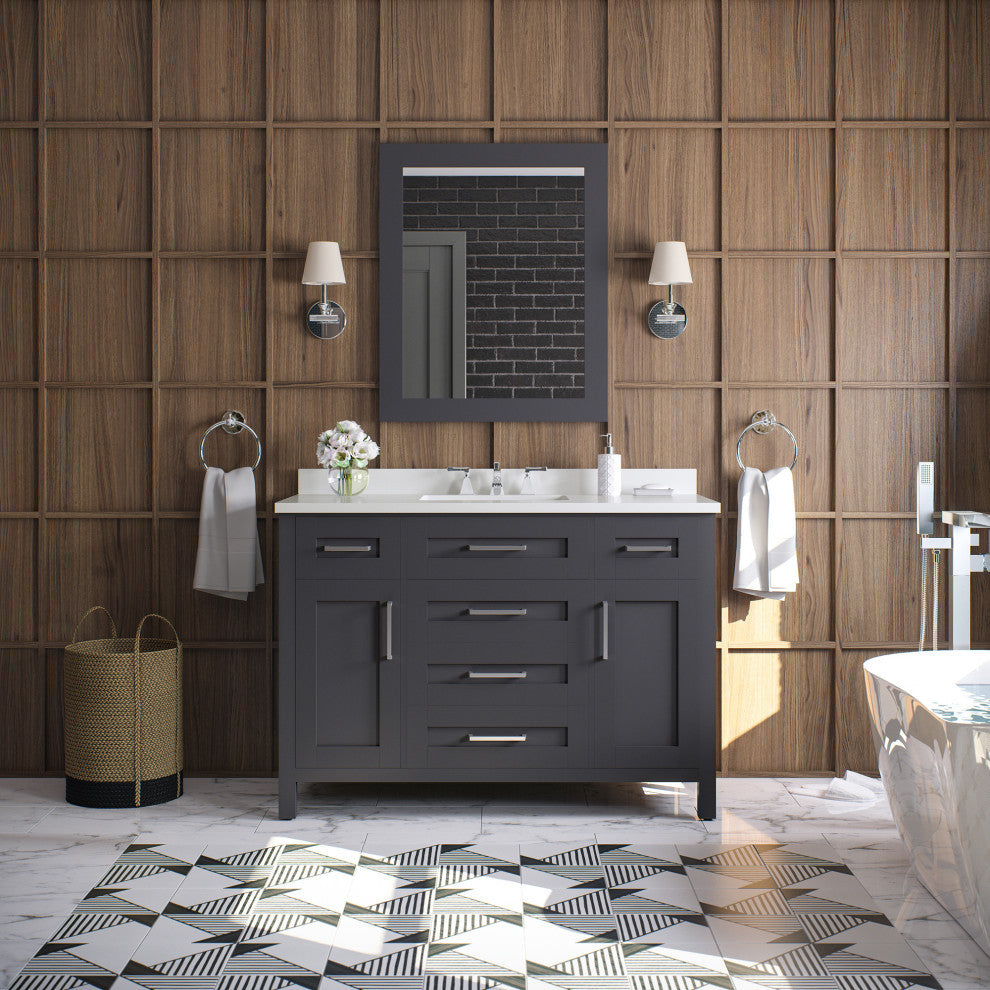 OVE Decors Tahoe Vanity With Mirror, Dark Charcoal, 48"