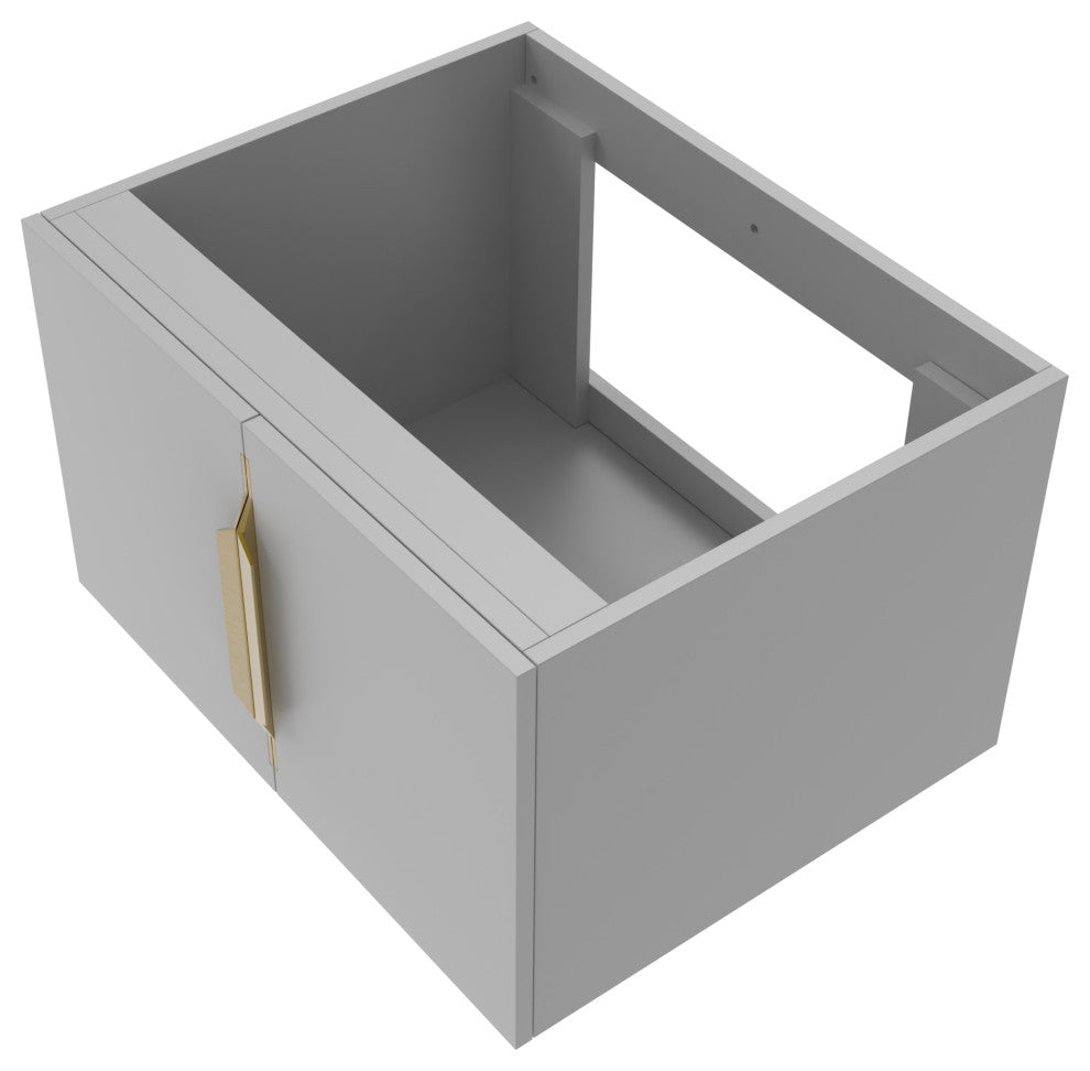 CastelloUSA Alpine 24" Wall Mounted Vanity, Base Only, Gray, Gold Handles