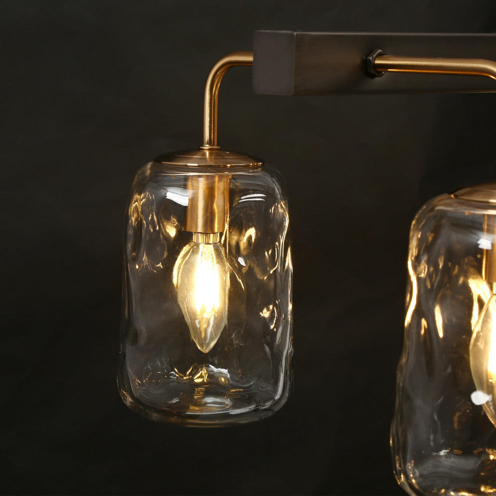 LNC Modern 8-Lights Black Gold Kitchen Island Light Linear Chandelier