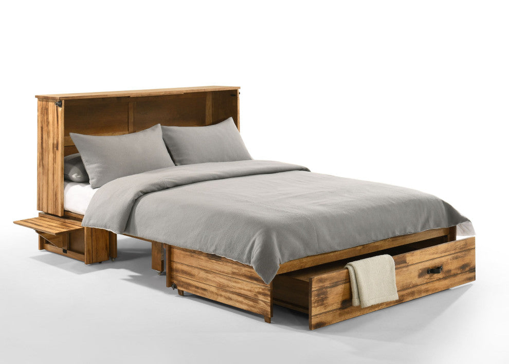 Ranchero Cabinet Murphy Bed with Gel Memory Foam Mattress, Bakar