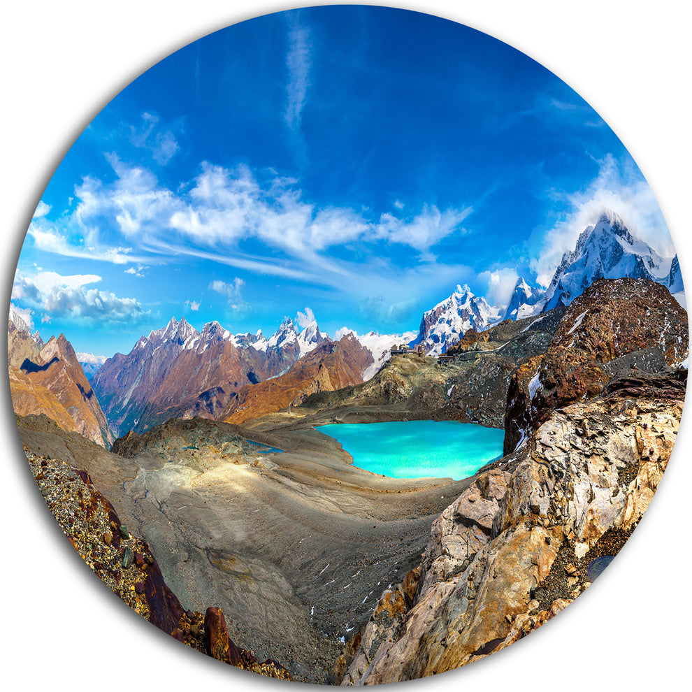 Alps Mountains In Swiss Panorama, Seashore Round Wall Art, 11"