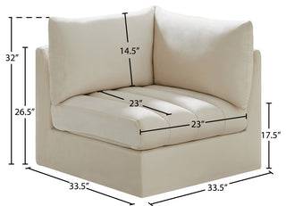 Jacob Velvet Upholstered Modular Corner Chair, Cream