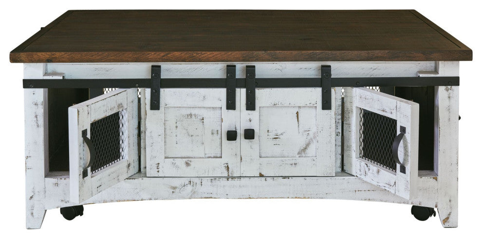 Thomas Coffee Table White With Brown Top