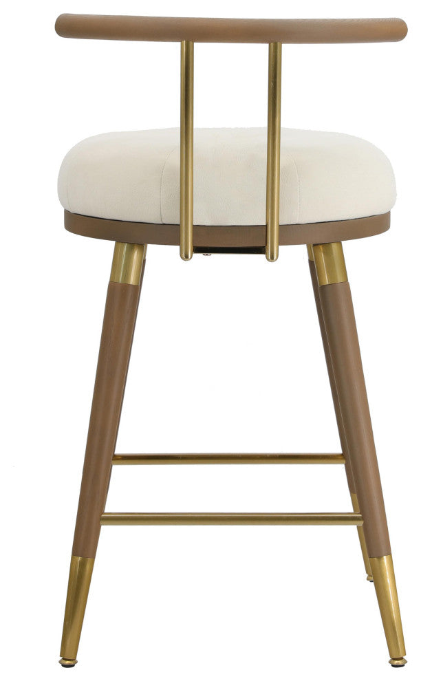 Juniper Upholstered Stools, Cream, Brown, Counter Stool