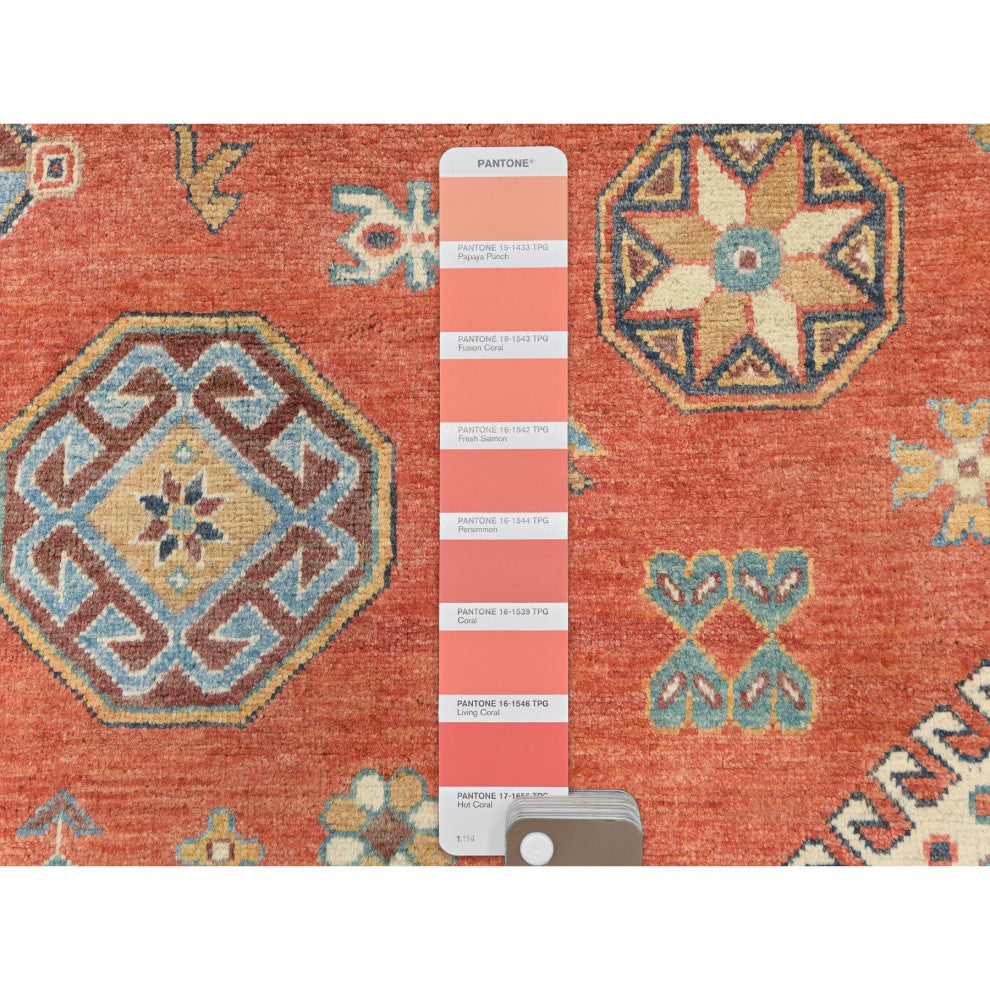 Crimson Red, Special Kazak Wool Hand Knotted Oriental Rug, 9'x11'9"
