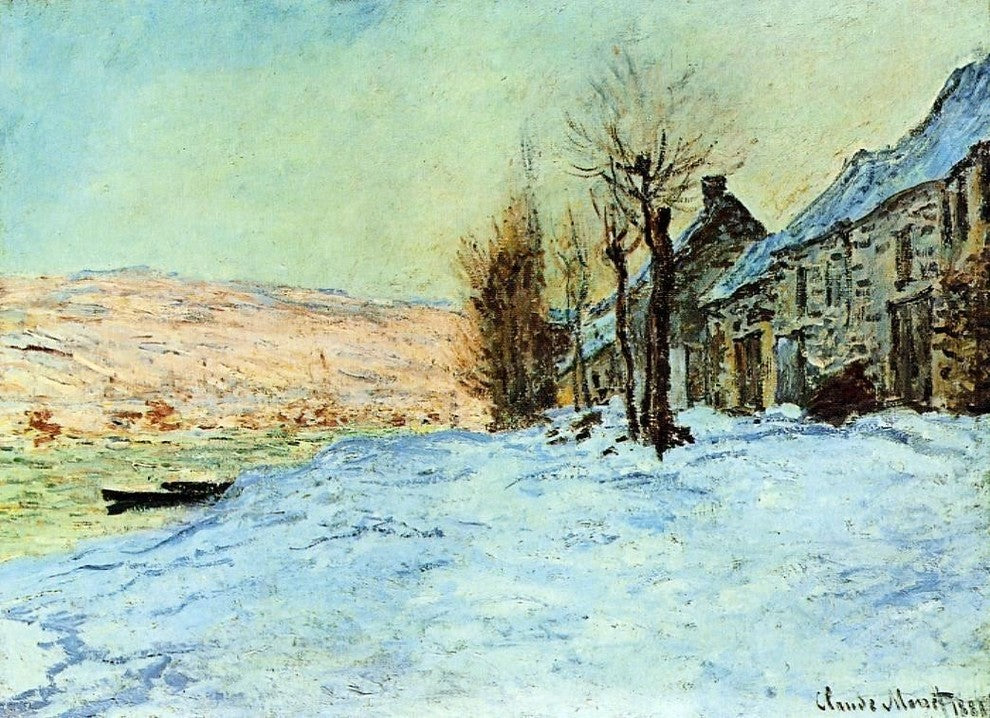 Claude Oscar Monet Lavacourt- Sun and Snow, 18"x27" Wall Decal