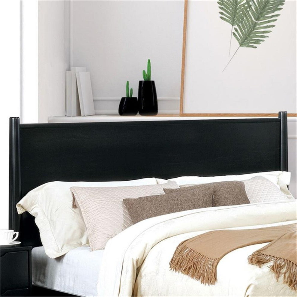 Furniture of America Belkor Solid Wood King Platform Bed in Black