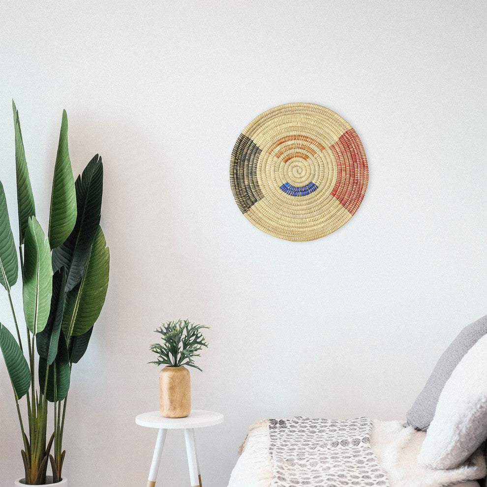 Palm Tray Plate and Wall Art, Artisan Crafted, Malawi, Multicolor, 15.75"