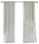 Checkered Sheer and Blackout Layered Curtains, Pair, Beige