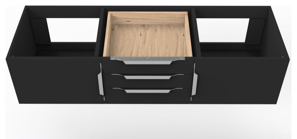 CastelloUSA Alpine 60" Wall Mounted Vanity, Base Only, Black, Brushed Nickel