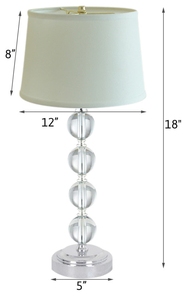18"H Stacked Glass Ball Lamp Set Brushed Nickel, White Lampshade (Set of 2)