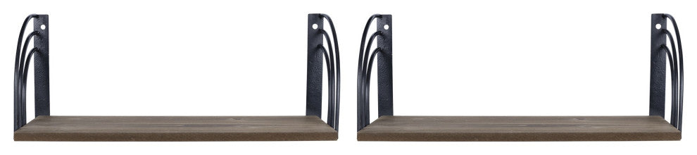 Set of Two Arched Wooden Floating Wall Shelves