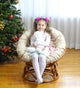 Kids Papasan Wicker Rattan Chair Natural Handmade With Cream Cushion, Colonial