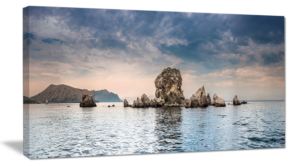"Crimean Peninsula Seashore Panorama" Seascape Wall Art, 40"x20"