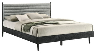 Armen Living Artemio King Platform Wood Bed Frame with Slim Track Arms in Black