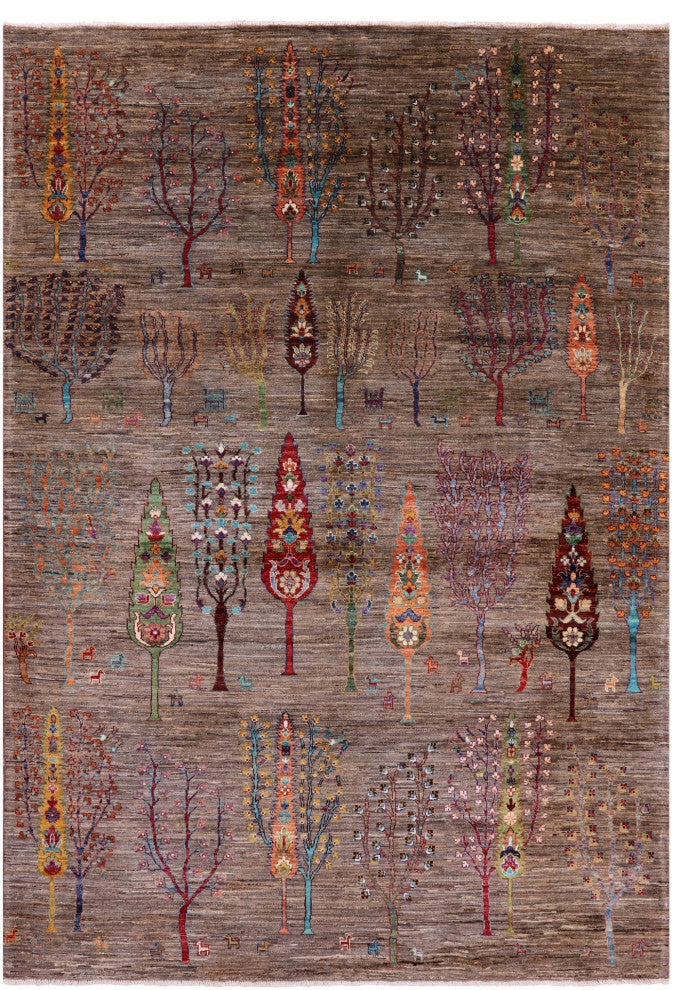6' 7" X 9' 6" Tribal Persian Gabbeh Hand Knotted Wool Rug Q5655