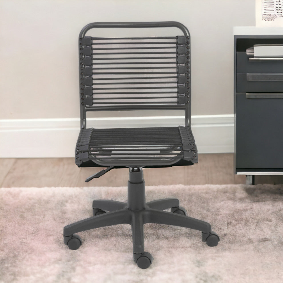 Black Adjustable Height Swivel Bungee Rolling Office Chair