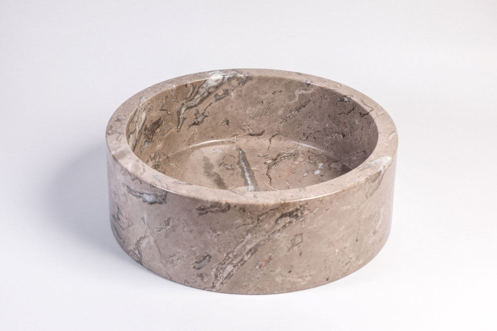 Natural Stone Vessel Bathroom Sink, Blizz Stone Sink, Goleta
