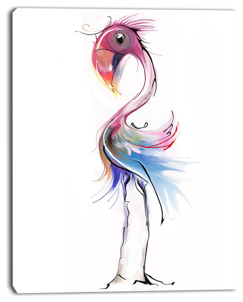 "Flamingo Illustration" Digital Animal Canvas Painting, 30"x40"