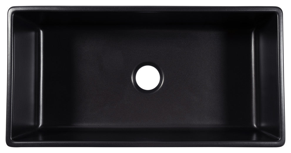 Austen Matte Black Fireclay 36" Single Bowl Farmhouse Undermount Kitchen Sink