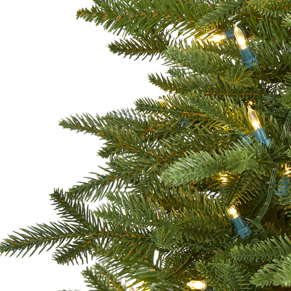 5' Cambridge Fir Faux Xmas Tree W/Warm, Multifunction Lights & Bendable Branches
