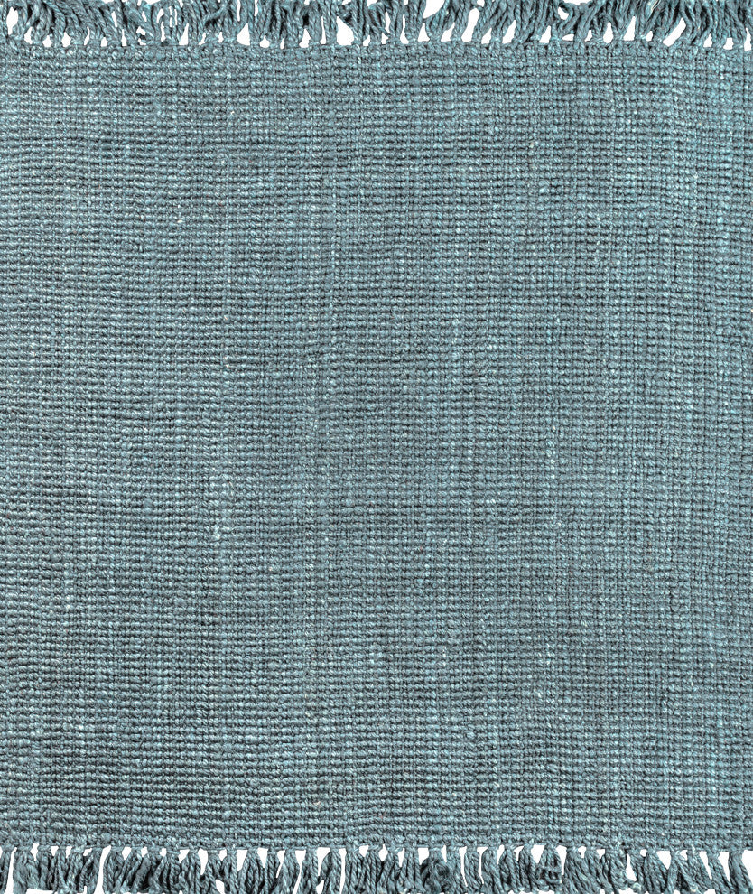 Para Hand Woven Area Rug, Light Blue/Gray, 6' Square