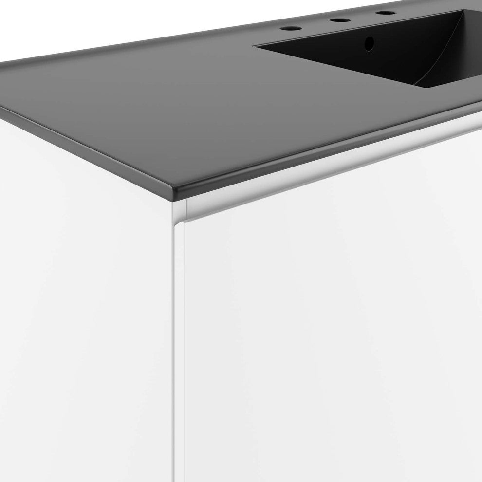 Bryn 48" Wall-Mount Bathroom Vanity, White Black