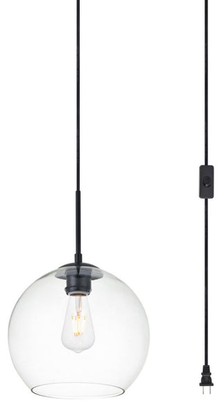 Betty 1-Light Black Plug-In Pendant With Clear Glass