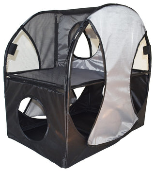 Kitty-Play Obstacle Collapsible Soft Folding Pet Cat House, Gray/Black