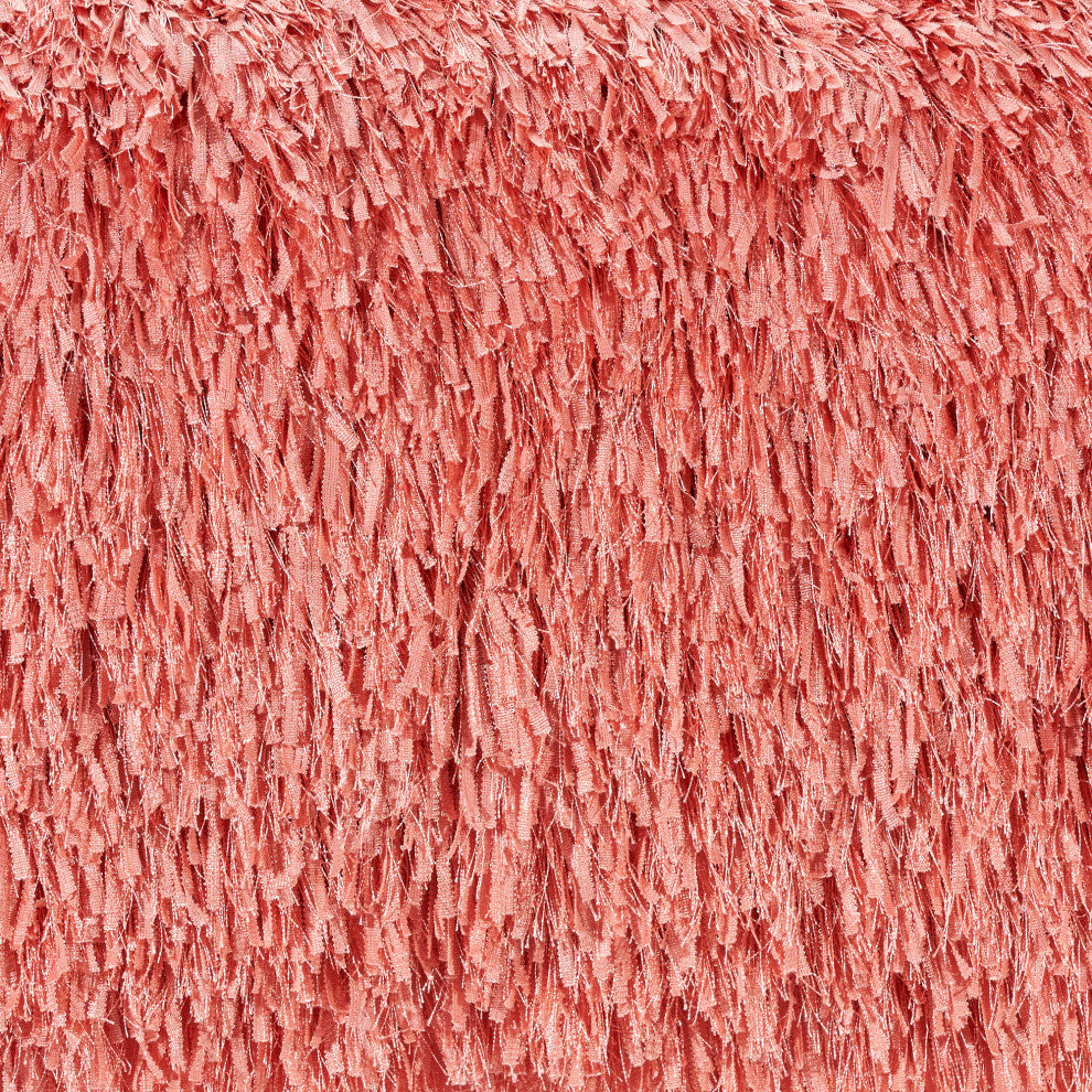 Nourison Home 14"x24" Mina Victory Shag Soft Ribbon Shag Coral Throw Pillows