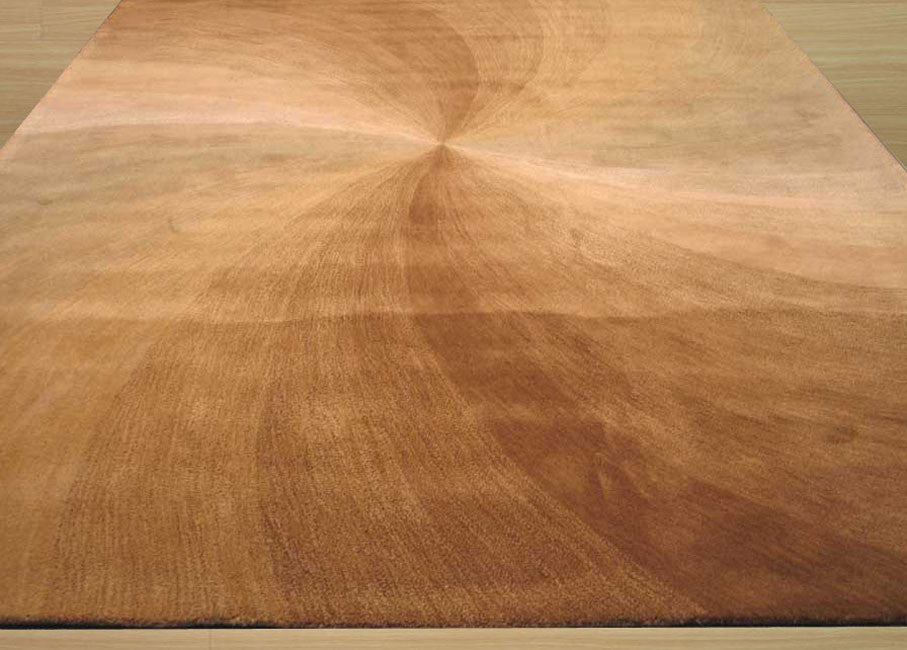 Hand-Tufted Wool Gold Contemporary Abstract Swirl Rug, 5' X 8'