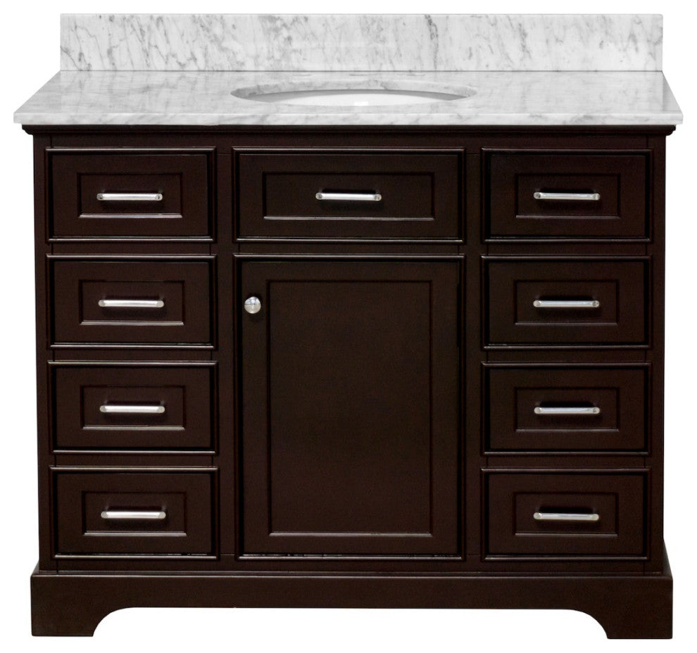 Aria 42" Bathroom Vanity, Chocolate, Carrara Marble