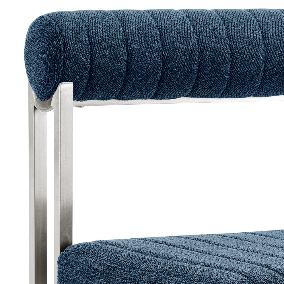 Kai Anastasia Glass Dining Table 5-Piece Set, Blue Fabric Chairs