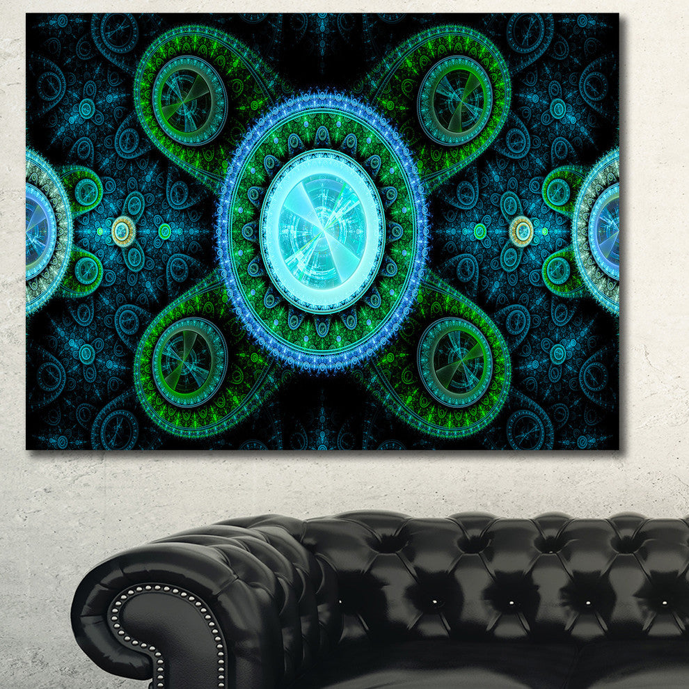 Bright Blue Psychedelic Relaxing Art, Oversized Abstract Canvas Art Print, 60x40