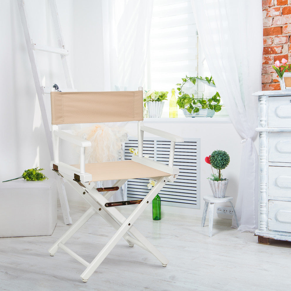 018" Director's Chair White Frame-Tan Canvas