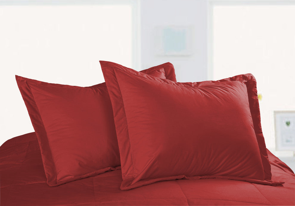 Cottonpure Colors All Natural 100% Cotton Pillow Sham, Scarlet, Standard