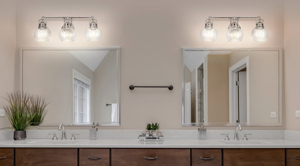 Shirley Metal, Bubbled Glass Vanity Light, Chrome, 3-Light