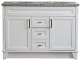 48" Double Sink Vanity, White Finish With Gray Granite And Oval Sink