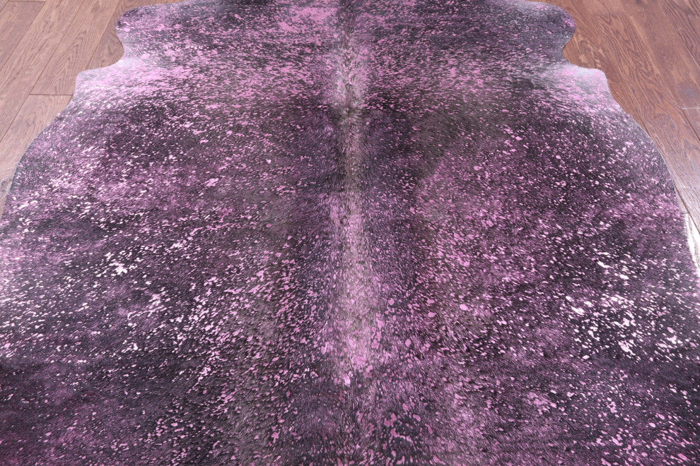 7' 9" X 6' 5" Pink Metallic Cowhide Rug C2156
