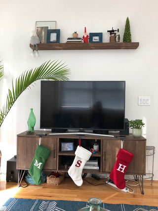 Rustic Floating Mountable Wood Shelf 3" Thick x 7" Deep, Pine, Medium Brown, 54"