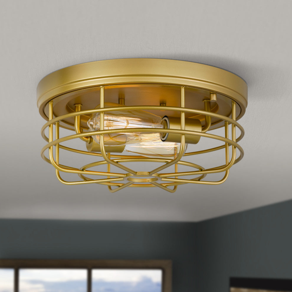 Emerson 2-Light Luxury Gold Finish Flush Mount 13"x13"x5.5"